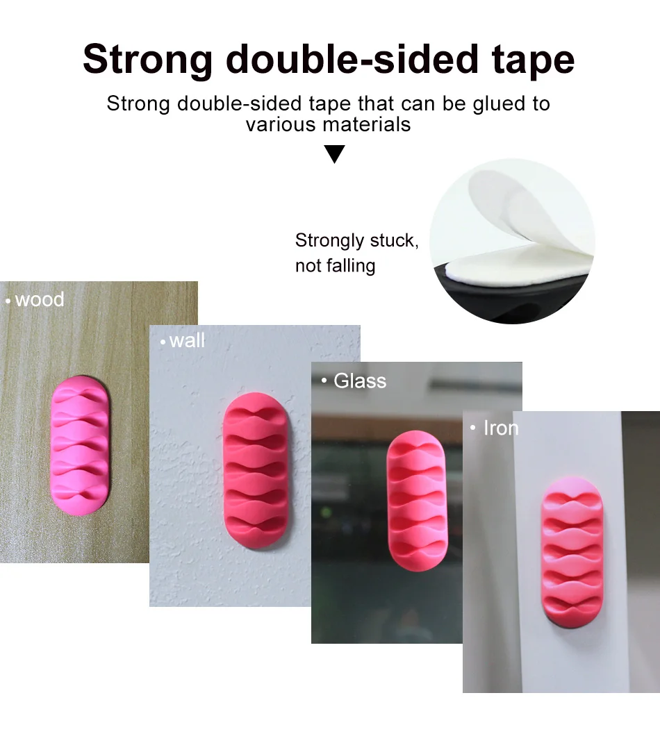!ACCEZZ 3PC Silicone Cable Organizer Wire Winder Desktop Management Headphone Holder Mouse Tape Cord Clips Data Charging Cables (7)