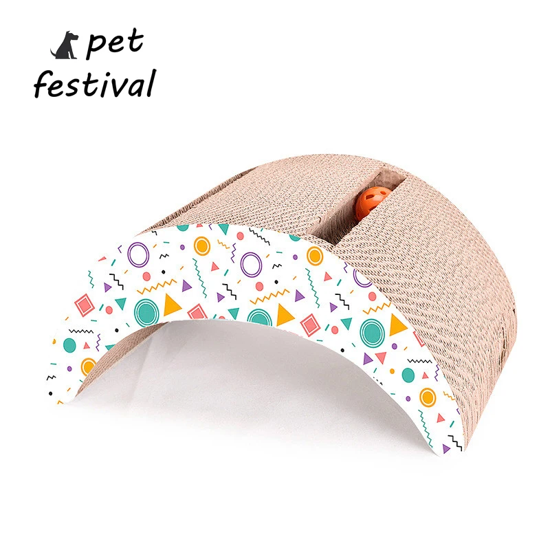 

Pet Festival Cat Scratch Board moon Shaped Funny Pet Toys Cat Hide-seek Toy Cat Scratch toy with The bell toys