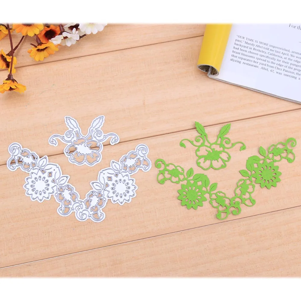 

2 PCS Beautiful Flower Lace Metal Cutting Dies For DIY Scrapbooking Photo Album Paper Cards Decorative Crafts Embossing Die Cuts