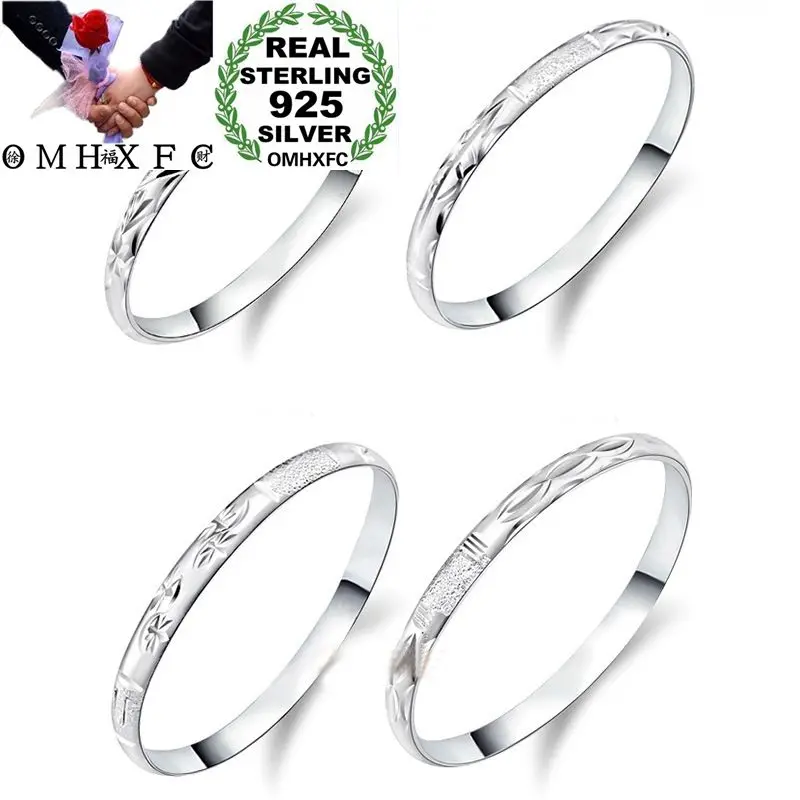 

OMHXFC Wholesale European Fashion Woman Girl Party Wedding Gift Stars Geometric 925 Sterling Silver Bangles Bracelets BE145