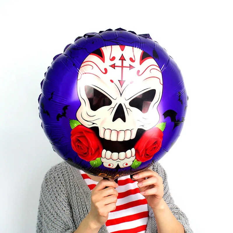 

NEW 18 inch 100pcs Happy Halloween Skull rose rudder foil balloons Skeleton globos Halloween decorations Halloween party toys