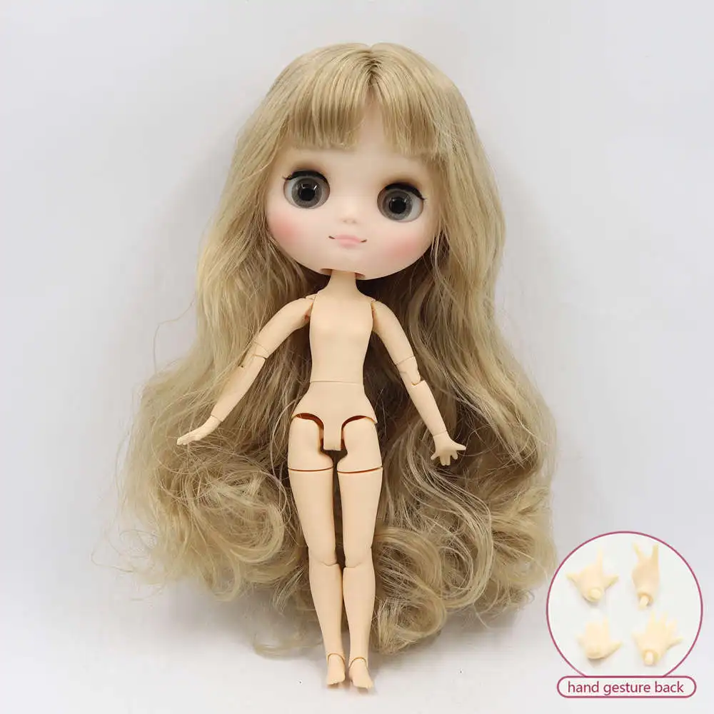 Middie blyth nude doll 20cm joint body Frosted or glossy face with makeup soft hair DIY toys gift with gestures 7