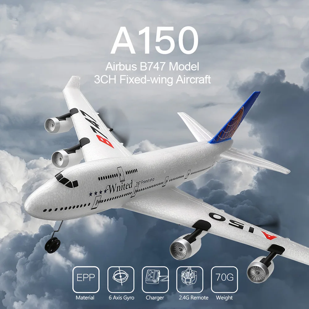 

RC Fixed-wing XK A150 Airbus B747 Model AirPlane 3CH EPP 2.4G RC Aircraft Short Charging Time RTF Glider Toys For Kids