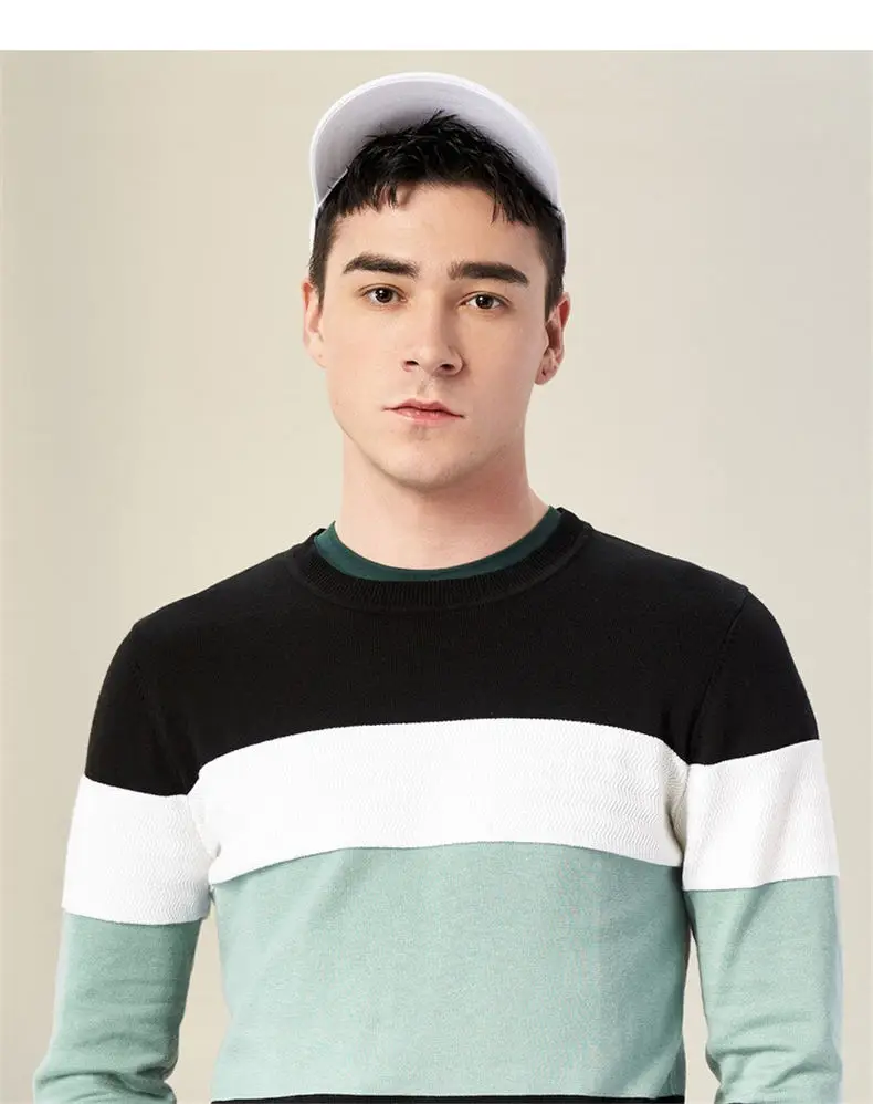 2019 New Fashion Men Sweater Pullover High Qulaity Cotton Acrylic Striped Knit Jumper Dress Male Spring Autumn Brand Muls 4XL 05