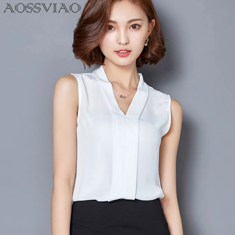 New 2019 Summer Chiffon Blouse Shirt Women V neck