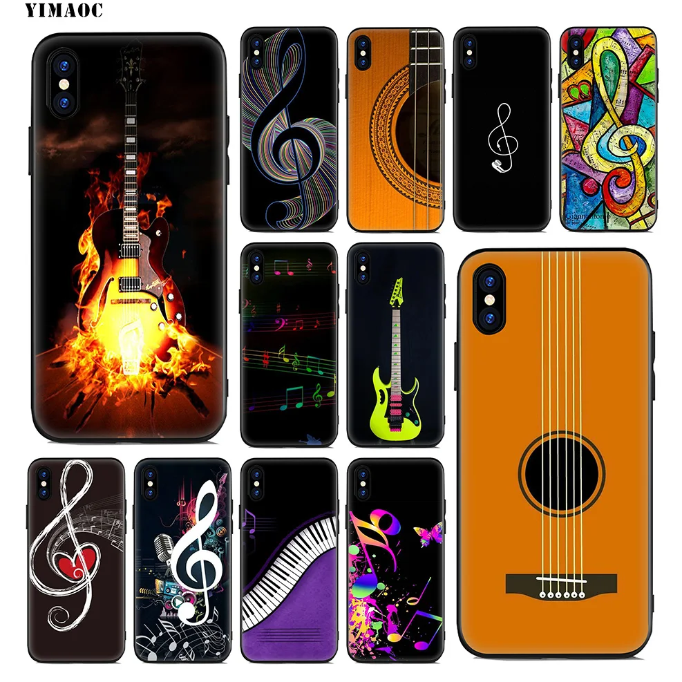 YIMAOC Music Life Guitar Soft Silicone Case for iPhone 11 Pro Xr Xs Max X or 10 8 7 6 6S Plus 5 5S SE |