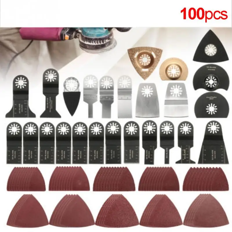 

100 pcs/set Stainless Steel Saw Blade Oscillating Tools for Woodworking Metal Wood Cutting trimming for Dremel Electric Tools~