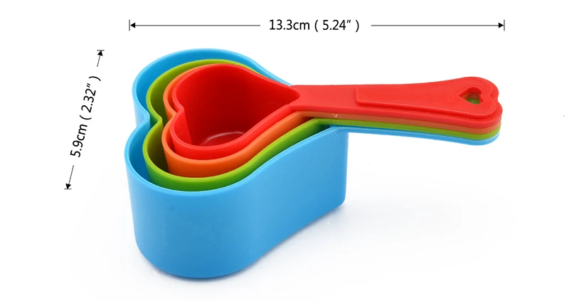 4 шт. мерные чашки в форме сердца, креативная АБС-пластиковая мерная ложка с ручкой, стиль укладки, кухонные принадлежности для приготовления пищи и выпечки