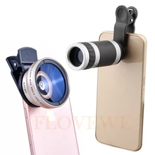 Высокое качество 2in1 0.45X линзы Широкий формат 12.5X макро Lentes с зажимами 8X зум телескоп телеобъектив для iPhone 5S 6S 7 8