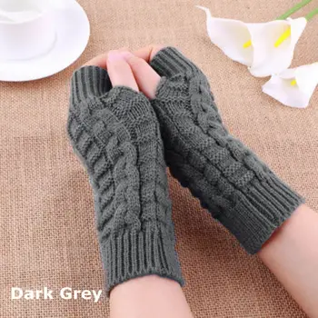 

Knitted Arm Fingerless Gloves Autumn Winter Women Warmth Long Stretchy Mittens Women Winter Hand Arm Warm Female Gloves