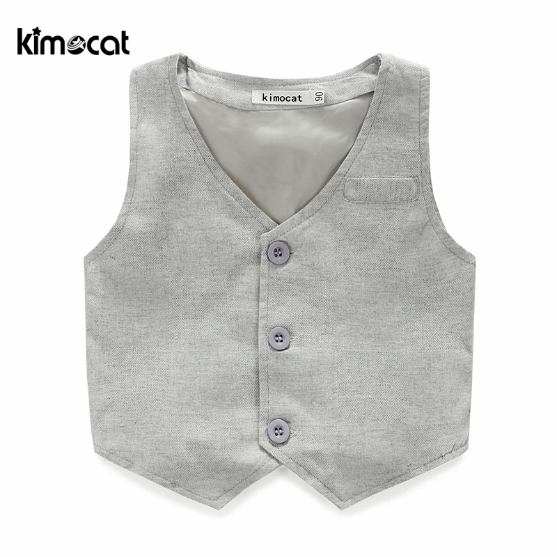 Kimocat/комплекты детской одежды высокого качества осенне-весенняя одежда для маленьких мальчиков из 3 предметов хлопковая рубашка для маленьких мальчиков в английском стиле+ жилет+ штаны