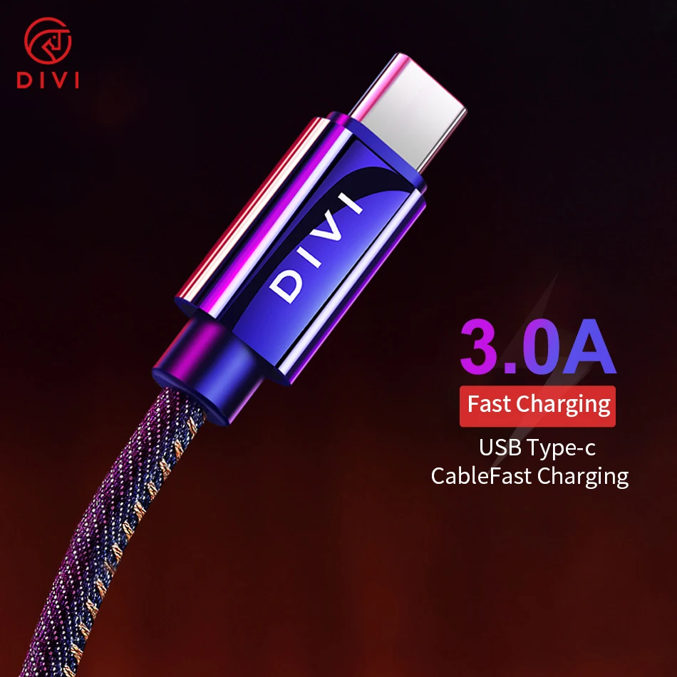 

DIVI USB Type C Cable For Samsung Galaxy S9 S8 Plus Quick Charge USB C Fast Charging USB Charger Cable For One Plus 6 5t