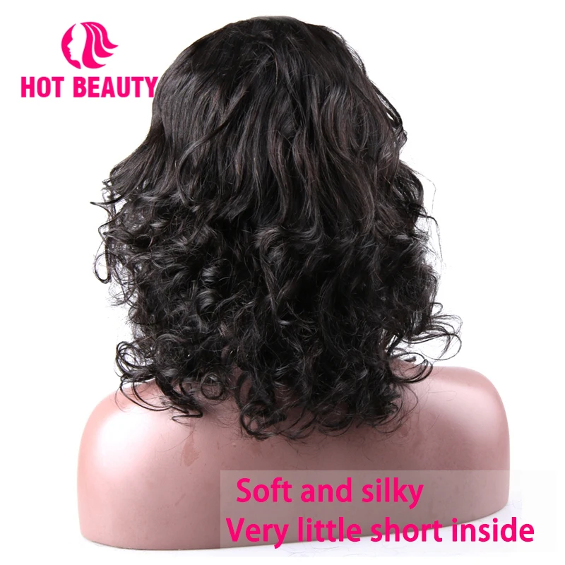 Harga Hot Rambut Gelombang Alami U Bagian Wig 100% Rambut Manusia Wig 10 30 Inch Warna Hitam Alami Dapat dicelup Wig Pendek untuk Wanita