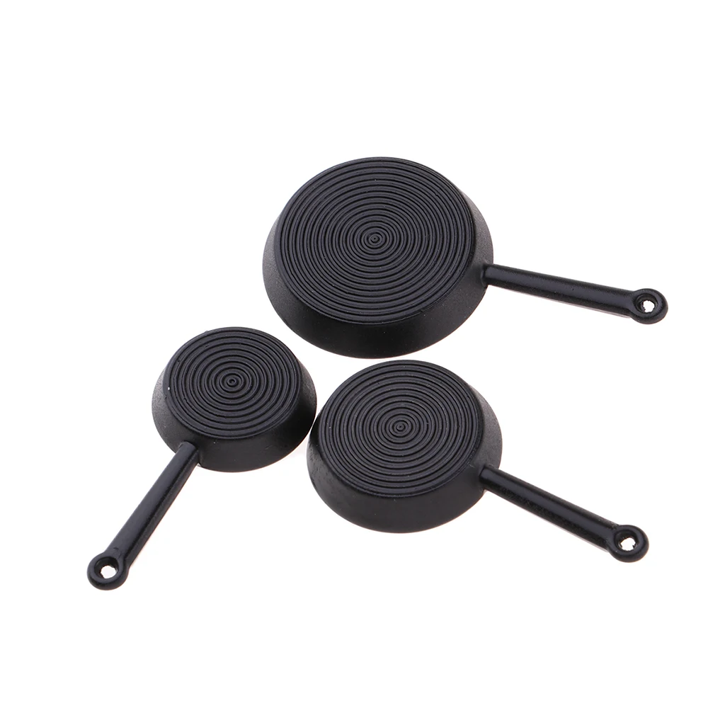 3 Pieces Miniatures Metal Pots and Pans Dollhouse Cooking Set Kitchen Utensils Accessories, Photography Props