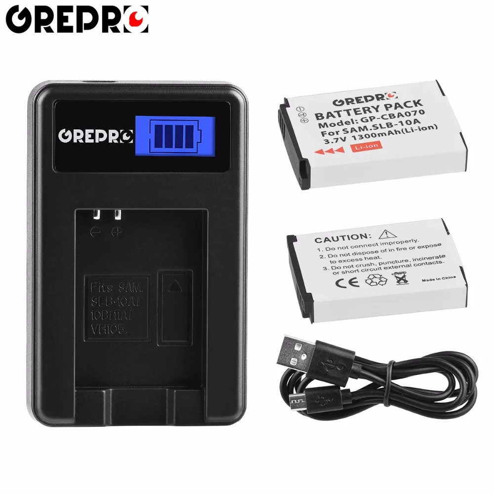 

2pcs SLB-10A Battery SLB 10A SLB10A Camera Batteries+LCD Charger for SAMSUNG HMX-U10 HMX-U100 SL720 SL310W SL820 HZ15W WB1102