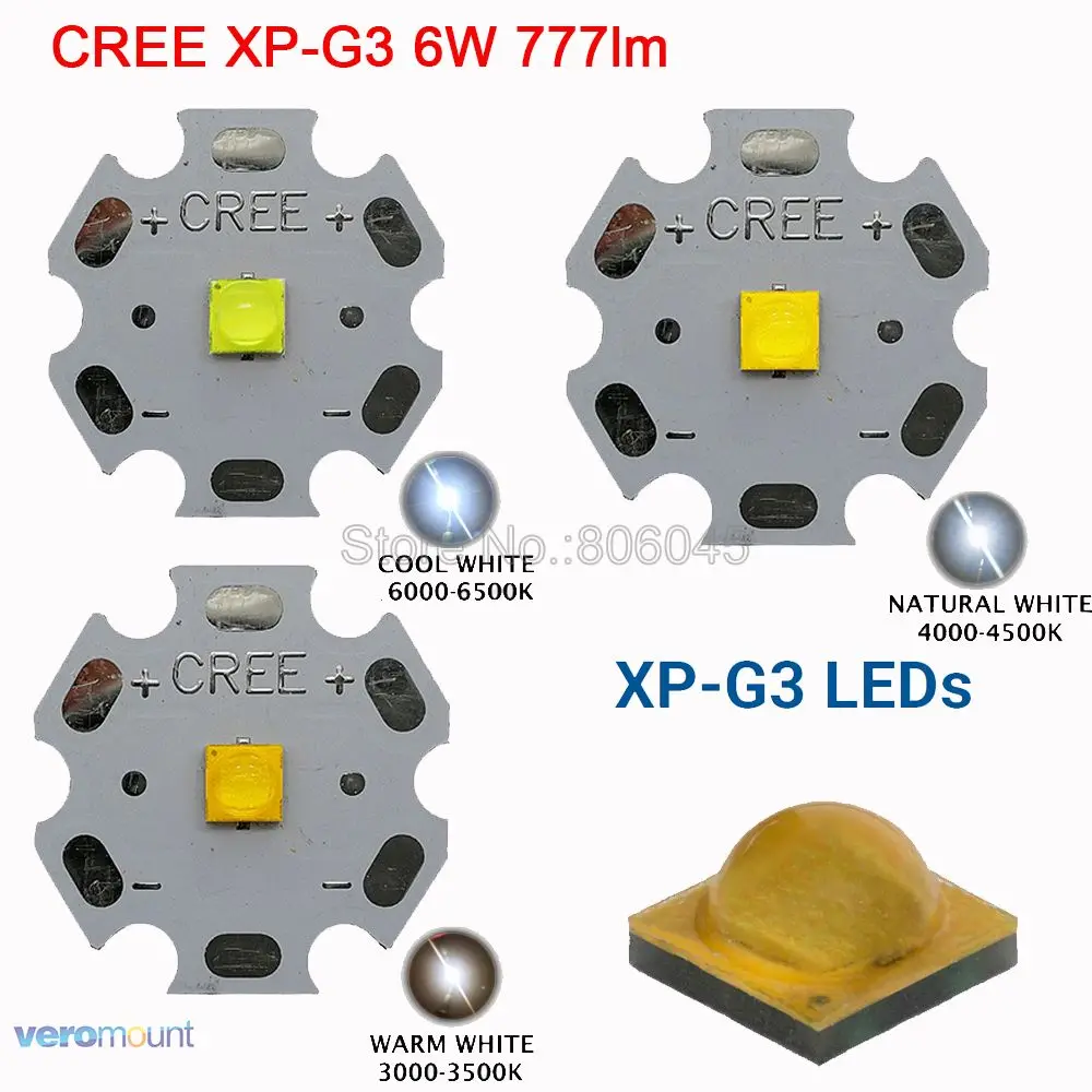 5 шт. Cree XP-G3 XPG3 6 Вт высокое мощность светодиодный излучатель диод бусины холодный белый теплый белый нейтральный белый 20 мм 16 мм 14 мм 12 мм 10 мм 8 мм PCB