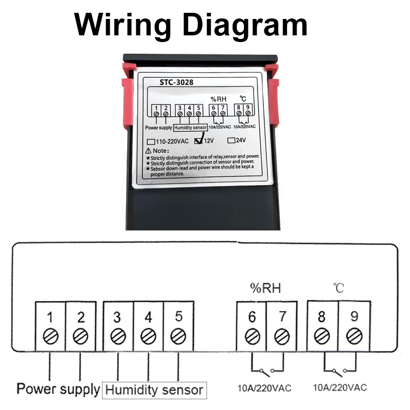 Двойной цифровой термостат контроль температуры и влажности STC-3028 термометр контроллер гигрометра AC 110V 220V DC 12V 24V 10A