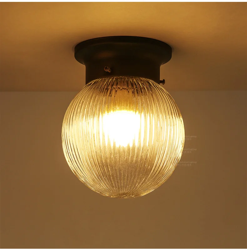 

Country Style Glass Ball Wall Lamp Contracted 1 Lamp Led Wall Light Porch Corridor Simple Led Lamp Wrought Iron Wall Lights