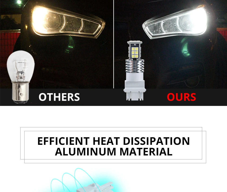 T25 3156 3157 P277W 1960LM LED Bulb Car Fog Light Tail Driving Lamp DRL Daytime Running Reverse Lamps 12 V 6000K White 3030 SMD (7)
