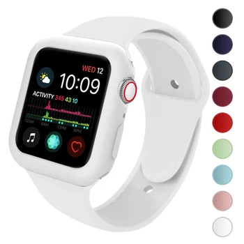 

Sport Silicone Strap Case for Apple Watch Series 5/4 Band 44mm 40mm Soft Silicone Wristbands for iWatch Bracelet
