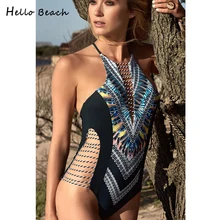 Женский купальный костюм, сдельный купальник с высокой горловиной,, с принтом, трикини, монокини, плавленый купальник, женский, с подкладкой, сдельный купальник