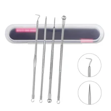 Угревая игла, выталкивающий выталкиватель экстрактор для прыщей, средство для ухода за кожей лица, набор из 4 предметов