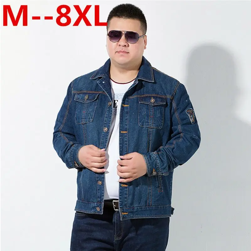 

10XL 8XL 6XL 5XL 4X New Spring & Autumn Denim Jacket Men Turn-Down Collar Fashion Slim Outerwear Jaquetas Masculino Jeans Jacket