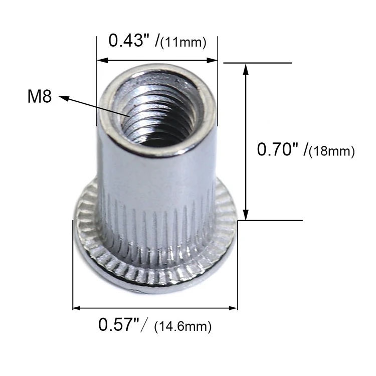 20 шт. 50 шт. M3 M4 M5 M6 M8 M10 алюминиевый сплав Rivnut плоская головка заклепки с резьбой вставка орех