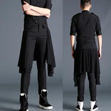 Подгонянные Большие размеры шаровары для ног модные стильные Клубные Молодежные мужские повседневные брюки юбка костюмы