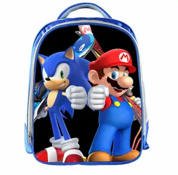 

13 Inch Super Mario Backpack Children Cartoon Sonic Backpacks Boys Girls SchoolBag For Kindergarten Daily Backpack Kids BookBag