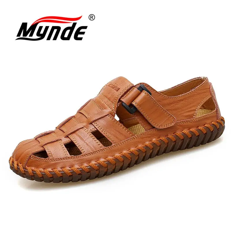 MYNDE/мужские сандалии из коровьей кожи; коллекция года; Летняя мужская обувь ручной работы; Мужская дышащая повседневная обувь; прогулочные сандалии