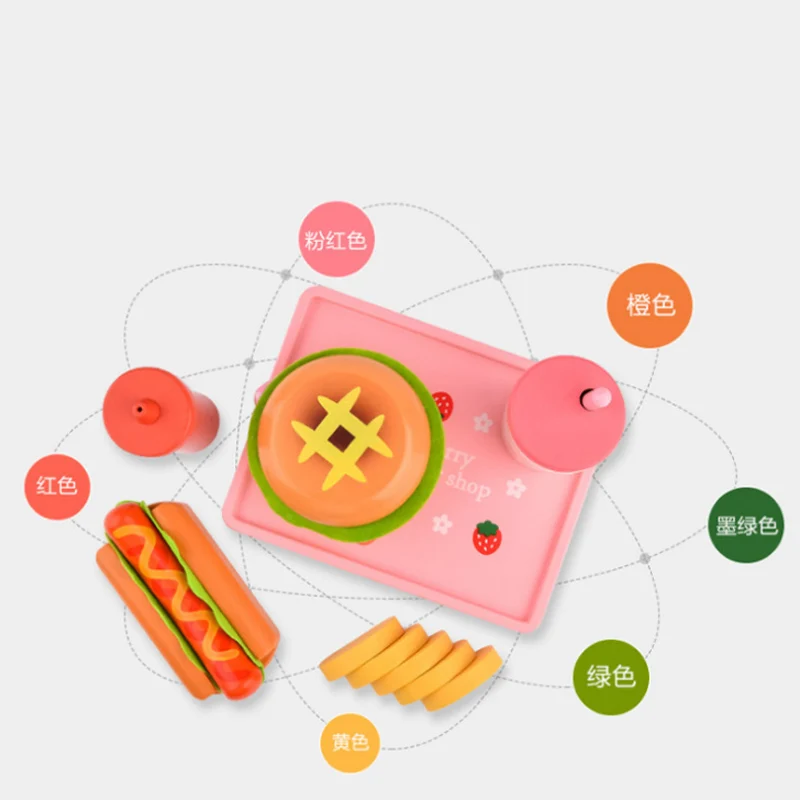 1 комплект деревянная игрушка картофель фри моделирование бургер хот-дог комбинированный набор детский игровой дом кухонная игрушка деревянный D158