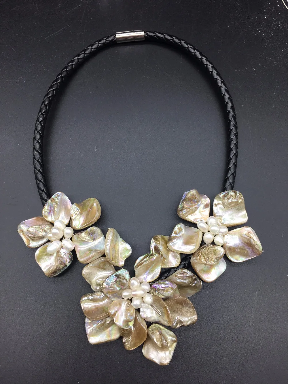 LJHMY ожерелье с цветком из натурального белого пресноводного культивированного жемчуга для женщин