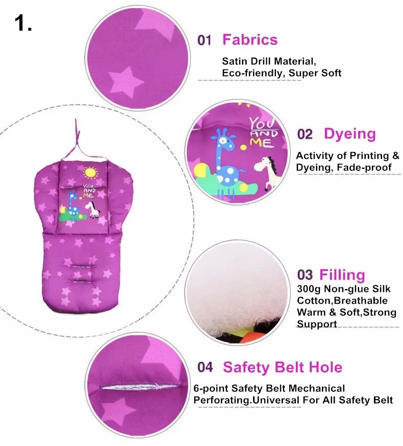 Мультяшная коляска для детской коляски, подушка для сиденья, хлопковый коврик для детского автокресла, подкладка для коляски, Подушка для стула