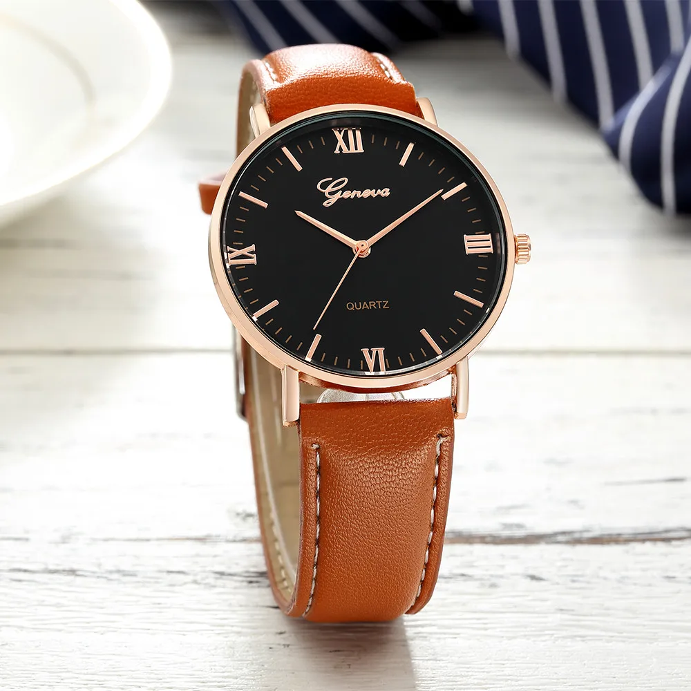 Geneva Classic Hot Luxury Business Women Ladies Stainless Steel Analog Quartz Analog Wrist Watch Wholesale Gift Dropshipping
