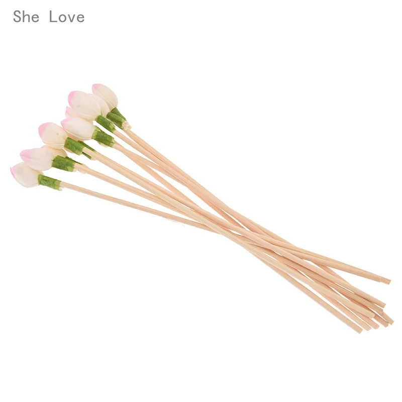

She Love 10pcs Artificial Flower Reed Diffuser Replacement Refill Sticks Premium Wavy Rattan Reed Fragrance Diffuser Home Decor