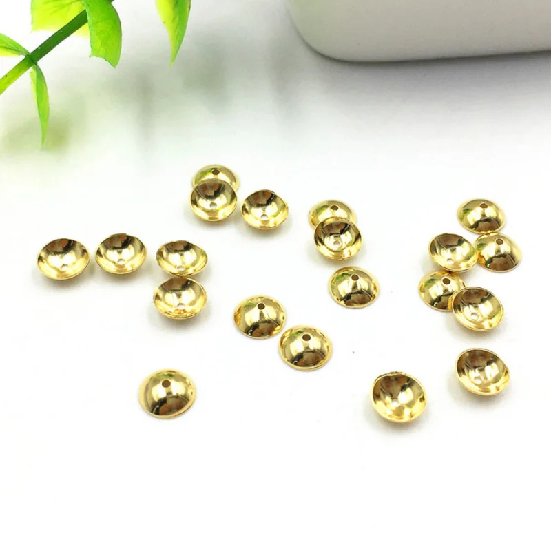 100pcs 3/4/5/6/8/10mm Stainless Steel Connector Bail Cap Blank Tray Fit Half Hole Round Beads DIY Making Findings Accessories - Цвет: Gold