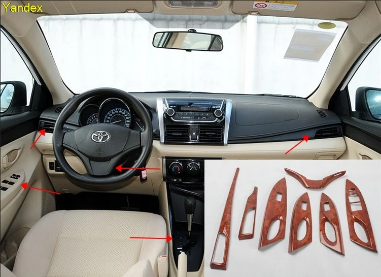 Us 25 08 Yandex Carbon Fiber Style Peach Wood Interior Car Modified Carbon Fiber Car Interior Personality For Toyota Yaris Vios 14 16 In Car Covers