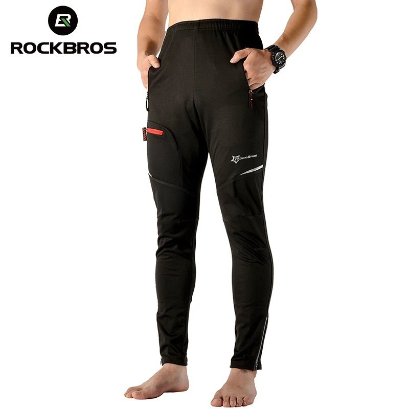 preço ROCKBROS Outono Térmica À Prova de Vento de Inverno Ciclismo Bicicleta Calças Roupas de Ciclismo Calças Justas Calças Calças de Bicicleta Equipamentos de Bicicleta Preto