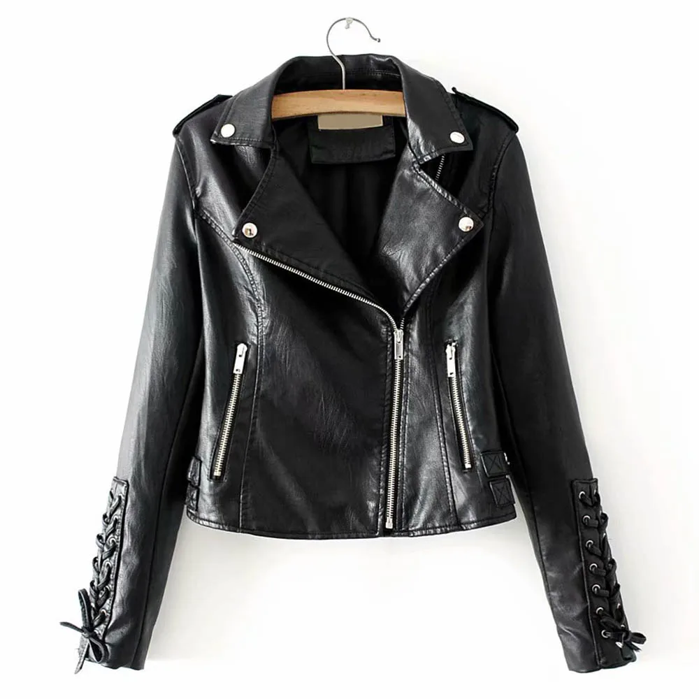 Aliexpress.com : Buy FIRSTTO Stylish Faux Leather Jacket Turn down ...