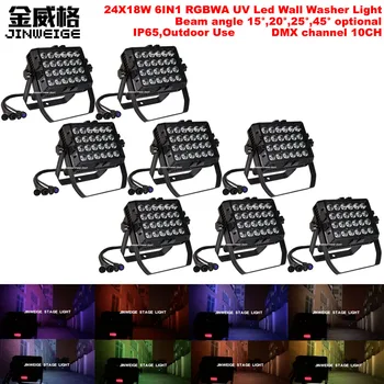 

Free Shipping 8pcs/lot Outdoor Building Color Wash 24X18W 6IN1 RGBWA UV Wide Led Wall Washer Light IP65 Waterproof Stage Light