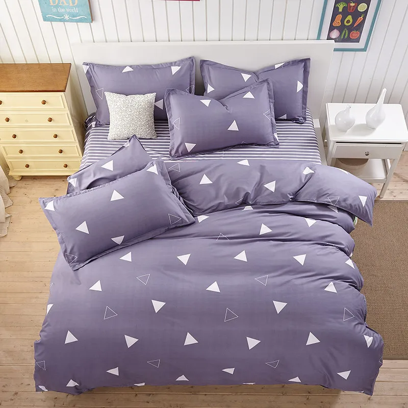 Purple Geometric Design 3 4pcs Bedding Set Duvet Cover Pillowcases