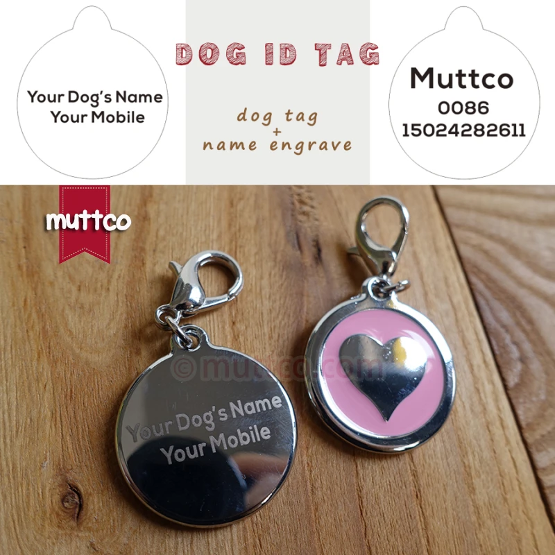 2pcs/lot 30mm heart shape Name engrave dog id tags dog tags for pets