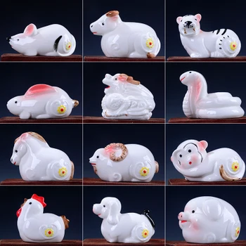 

Zodiac small color pottery and porcelain zodiac setting pieces feng shui rat ox tiger sculpture statues Home