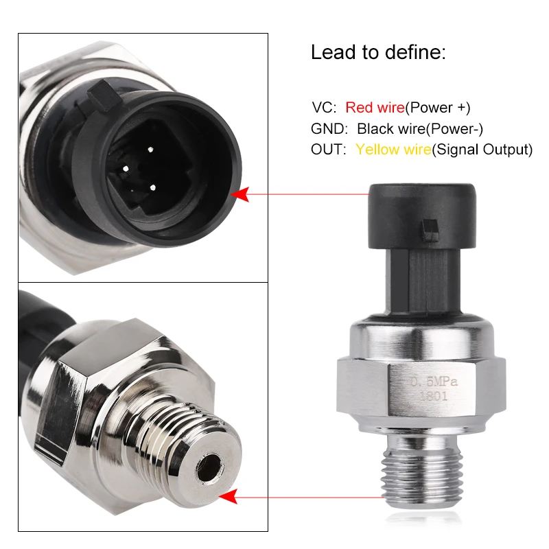Best 0 0.5Mpa Pressure Sensor Air Compressor Pressure Transmitter Pressure Transducer G1 4 DC 5V For Oil Fuel Gas Water Air
