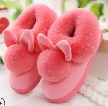 Женская обувь; розовые Тапочки; женские и мужские хлопковые тапочки; зимние домашние тапочки с милым кроликом для беременных женщин; Лидер продаж - Цвет: Watermelon 7
