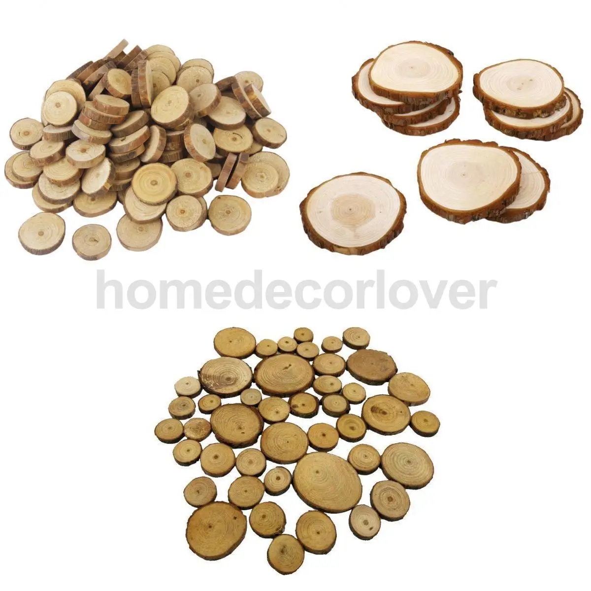 160 Pcs Wood Slices for Craft - Mixed Different Natural Wooden Slices for DIY Centerpieces Ornaments