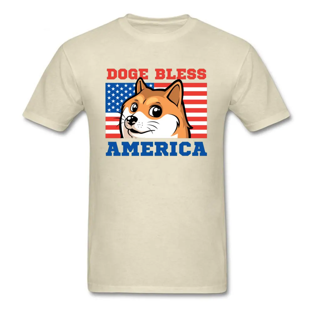 Doge Bless America 12478 100% Cotton Casual Tops Tees Dominant Short Sleeve Men's T Shirts Group Labor Day T-Shirt O Neck Doge Bless America 12478 beige
