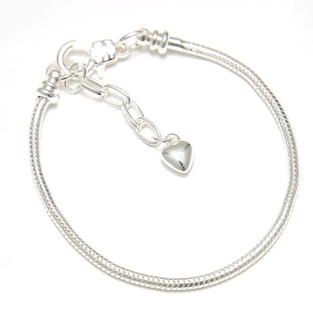 Spinner Silver Lobster Clasp Snake Chain Charm Heart Diy Pandora Spinner Silver Lobster Clasp Snake Chain Charm Heart Diy Pandora Bracelets Bangles For European Beads