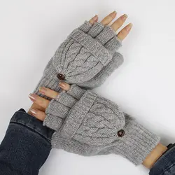 Новый Для женщин Для мужчин зимние теплые мягкие перчатки без пальцев Варежки вязаные перчатки ручной работы Новые варежки